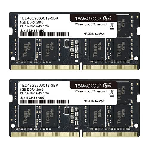TEAMGROUP Elite DDR4 16GB Kit (2 x 8GB) 2666MHz PC4-21300 CL19 Unbuffered Non-ECC 1.2V SODIMM 260-Pin Laptop Notebook PC Computer Memory Module Ram Upgrade - TED416G2666C19DC-S01