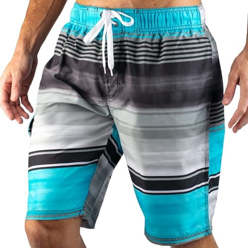 Kanu Surf mens Flex (Regular & Extended Sizes) Swim Trunks, Avalon Black/Aqua, Large US
