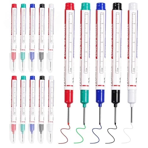 Zrpot 15 PCS Long Head Deep Hole Marker Pens, 20 MM Long Nib Marker for Metal, Multi-purpose Deep Reach Markers Quick Dry Waterproof Marking Pens Construction Markers with Long Nose