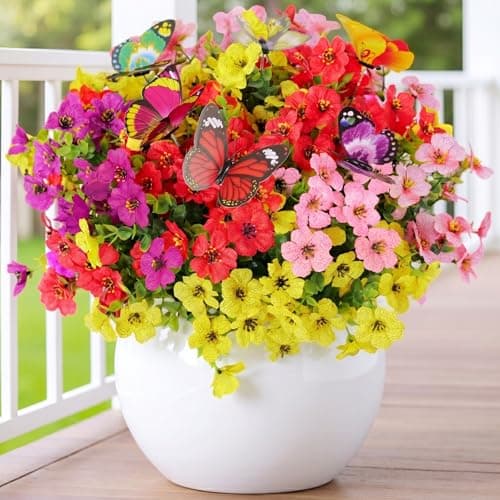 20 Bundles Artificial Flowers for Outdoors‌, UV Resistant and No Fade