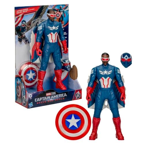Marvel Avengers Captain America: Brave New World Flight Mode Action Figure with Accessories, 9-Inch-Scale (22 cm) Super Hero Toys for Kids Ages 4+
