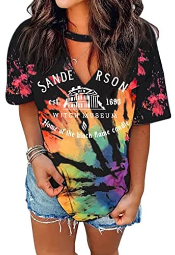 MAIHUN Halloween Shirt for Women Hocus Pocus Shirts Sanderson Sisters Scary Movies T Shirt Horror Squad Tee Tops