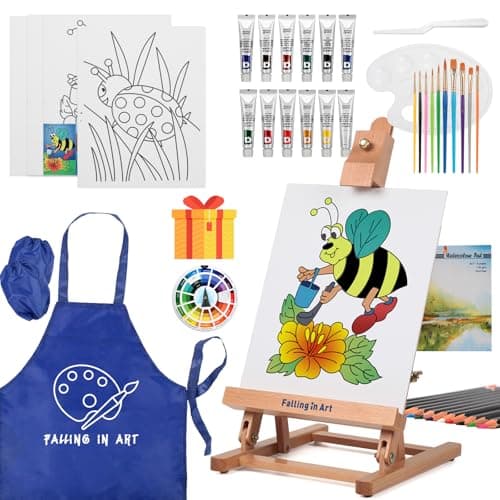 Falling in Art Painting Set for Kids with Table Easel