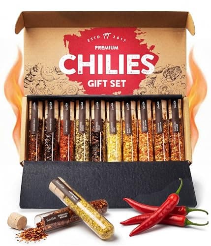 TIMBER TASTE® Hot Sauce Gift Set [UP TO 1,200,000 SCOVILLE] - 10 Exotic Chili Pepper Flakes & Tasting Kit | Spicy Mens Gifts | Birthday Gift Husband Boyfriend Brother | Foodie Day Father Dad