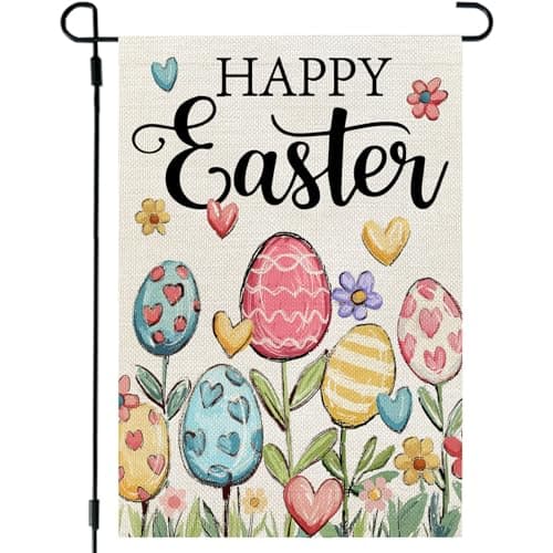 CROWNED BEAUTY Easter Garden Flag Eggs 12x18 Inch Double Sided Holiday Decoration for Outdoor Lawn Yard