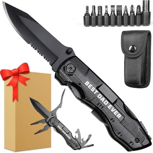 Gift for Dad, Multitool Knife BEST DAD EVER for Camping, Fathers Day Christmas Unique Dad Gifts, Dads Birthday Gift from Daughter Son, Christmas Ideal Presents for Dads, Gadget Present for Father