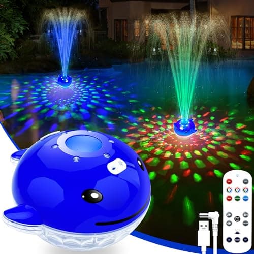 ChlorStar Pool Fountain with Remote, Dolphing Floating Pool Fountain with Lights, Above Ground Pool Water Fountains with Anchor, Swimming Pool Fountains for Inground Pool-1PC,Blue