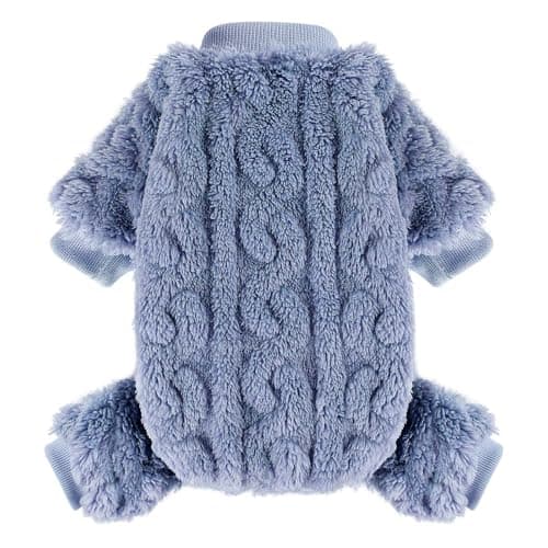 Dog Sweaters for Small Dogs Fleece Small Dog Pajamas Pet Clothes Cat Sweater Fall Winter Warm Puppy Clothes Boy Girl Doggie Outfits Jumpsuits for Chihuahua Yorkie, Blue, M