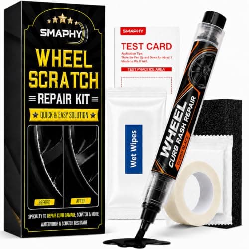 SMAPHY Wheel Scratch Repair Kit, Gloss Black Rim Paint Pen for Curb Rash