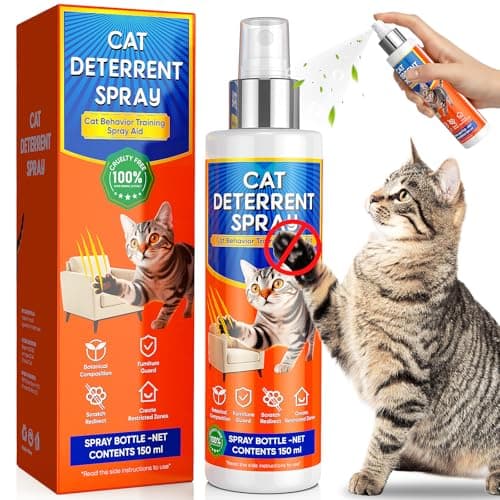 Cat Deterrent Spray for Furniture Protection, Pee Spraying, Excessive Chewing & Scratching Everywhere, Cat Repellent Indoor and Outdoor, Pet-Safe Formula, 5.07 Fl Oz