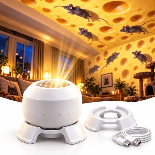 Rotating Cat Projector, Mouse Light Game for Indoor Cats, Rotatable LED Projection Pet with 360° Adjustable Base, USB Powered Cat Exercise & Enrichment for Kittens
