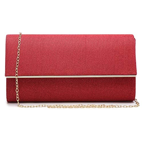 Dasein Women's Evening Bag Glitter Clutch Wedding Bridal Purse Sparkle Cocktail Party Prom Handbag (Red)