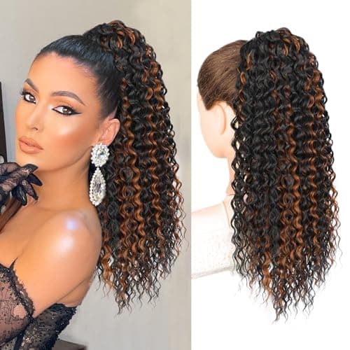 AISI BEAUTY Curly Drawstring Ponytail Hair Extension for Women 20 Inch