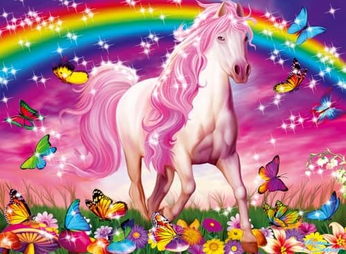 Ravensburger Horse Dreams Glitter Jigsaw Puzzle - 100 Unique Pieces | Perfect Interlock Fit | Vibrant, Glare-Free Design | Ideal for Kids Aged 4-8