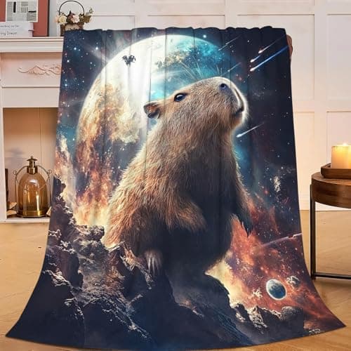 Capybara Blanket for Girls Women Boys Men Adults Kids Soft Cozy Fleece Galaxy Starry Universe Throw Blankets Gifts Warm Flannel Plush Lightweight Decor for Couch Bed Sofa 50"X40"