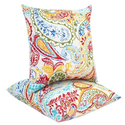 Water Resistant Outdoor Throw Pillows for Patio Furniture,18x18 Inch Decorative Pillows Set of 2 with Insert,Hidden Zipper Headrests for Sofa Couch Chair(Phoenix)