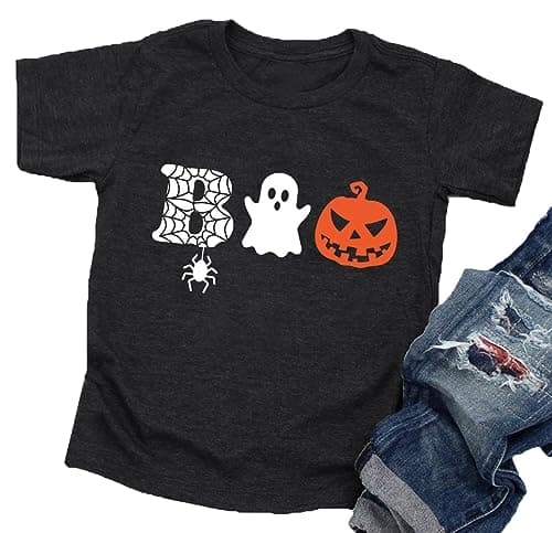 Kids Halloween Boo Shirt Toddler Boys Girls Cute Fall Pumpkin T Shirt