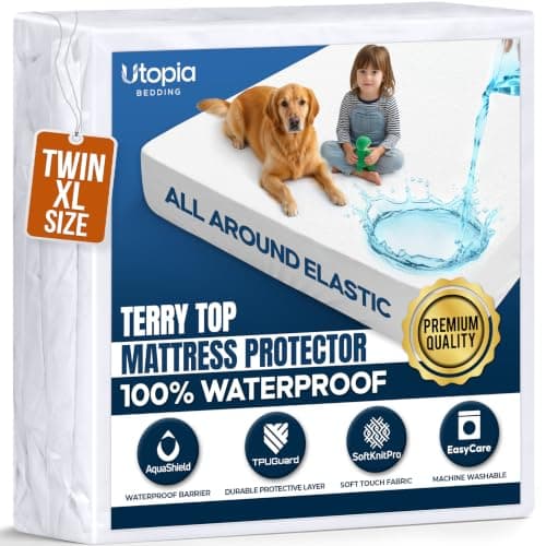 Waterproof Twin XL Size Mattress Protector fits Upto 15" deep Mattresses