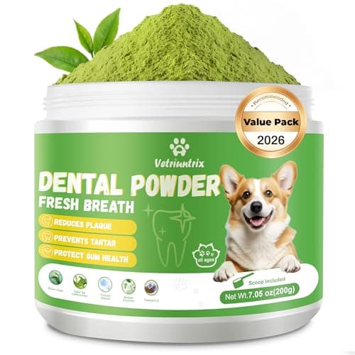 Vetriuntrix Dog Dental Powder, 200g Dental Powder for Dogs Teeth Cleaning and Breath Fresh, Dog Teeth Cleaning Powder with Natural Plants Ingredients and Postbiotics