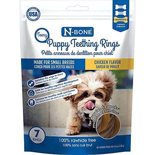 N-Bone Teeny Puppy Teething Rings, Chicken Flavor, Natural Puppy Teething Chews & Treats, 7 Rings (4.6 oz), For Small & Toy Breed Puppies
