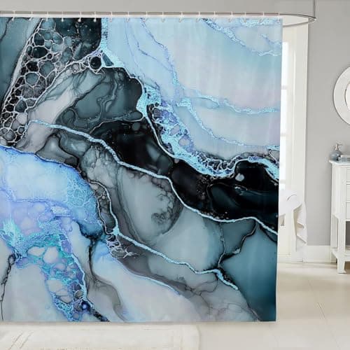 Feelyou Blue Black Shower Curtains Bathroom 72"x72" for Kids Women Men