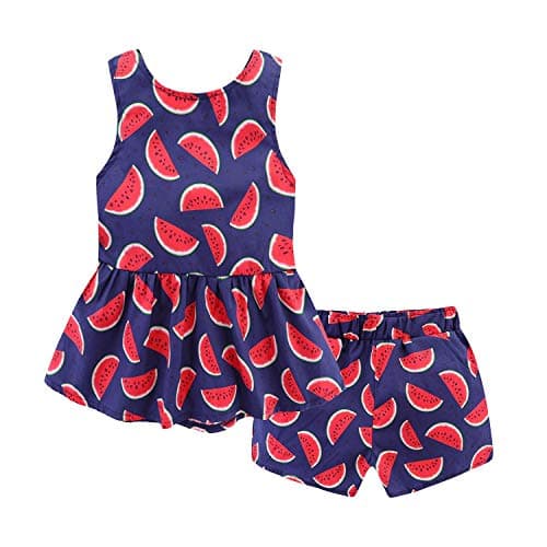 Mud Kingdom Backless Toddler Girl Outfit 5T Fruit Watermelon Print Navy