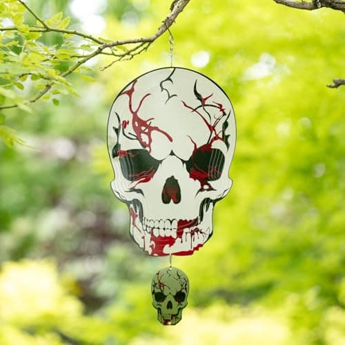 Halloween Skull Wind Spinner12 Inch Mandala Kinetic Hanging Sculpture Decor