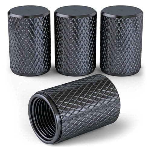 PC Autoworks Aluminum Tire Valve Stem Caps – Anti-Rust, Premium Anodized Aluminum, Corrosion-Resistant, Easy Install, Universal Fit for Car, Truck, Bike, SUV – 1 Pack/Set of 4 (Slate)