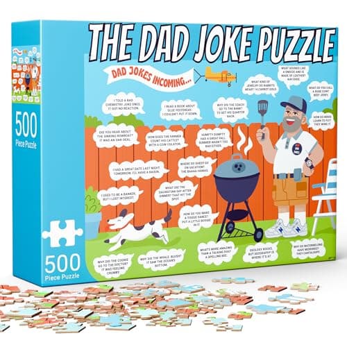 Dad Gifts - 500 Piece Dad Joke Puzzle - Jigsaw Puzzles for Adults, 40th, 50th, 60th Birthday Gift Ideas, Fun Gift for Fathers Day