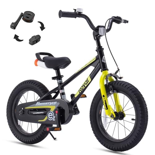 RoyalBaby Freestyle EZ Toddlers Kids Bike, Easy Learn Balancing to Biking, 12 Inch Balance & Pedal Bicycle, Instant Assembly Boys Girls Ages 2-4 Years, 12" Black