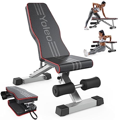 YOLEO Adjustable Weight Bench for Home Gym, ASTM-Certified 827LBS, 95% Pre-Assembled, Foldable Gym Bench with 84 Positions Incline Decline Flat, Wider Seat