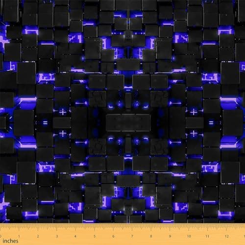 Feelyou Black Blue Square Ombre Fabric By The Yard 1 Yard