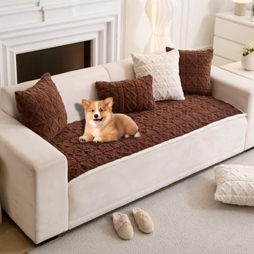 TieyaChkis Pets Couch Cover for Dogs Soft Sofa Covers for Pets Washable Couch SlipCover Furniture Couch Protector for Living Room(35" x 82", Brown)