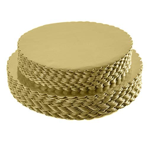 ONE MORE [15pcs] 10" Gold Cakeboard Round,Disposable Cake Circle Base Boards Cake Plate Round Coated Circle Cakeboard Base 10inch,Pack of 15
