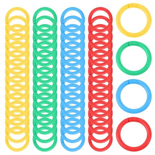 100PCS Plastic Rings for Index Cards, 20mm/0.787in PE Binder Ring, Double Buckle Index Card Rings, for Binding Cards/Photos, Indexs Cards, Key Ringv(Colorful)