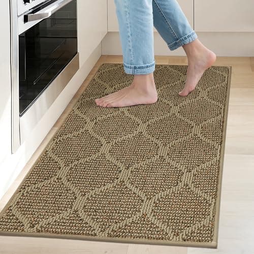 COSY HOMEER Kitchen Rug Non Slip Washable 20"x32", Absorbent Kitchen Mats for Floor, Runner Rugs for Kitchen Floor, 100% Polypropylene Kitchen Sink Rug (Beige)