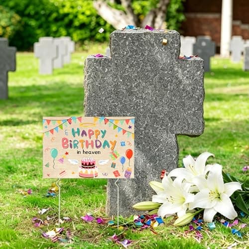 Happy Birthday in Heaven Yard Sign with Stakes