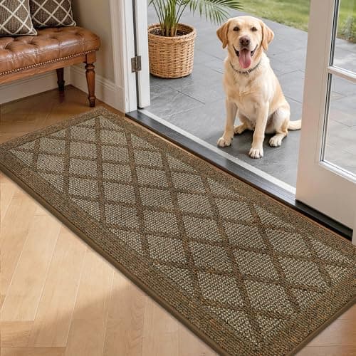 COSY HOMEER Non-Slip Door Mat 20"x48",Entryway Rugs Low Profile,Brown