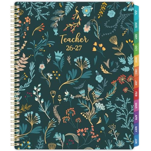 Teacher Planner 2026-2027- Teacher Planner, Teacher Lesson Planner from July 2026 to June 2027, 9" x 11", Spiral Bound,Lesson Plan Book with Colourful Monthly Tabs, Inner Pocket