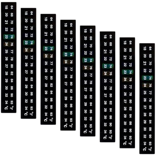 8 Pieces Horizontal Stick on Thermometer Strip, Stick on Aquarium Thermometer Horizontal Digital Temperature Display for Fermenting, Brewing, Terrarium, Wine 64-93°f (18-34°c)