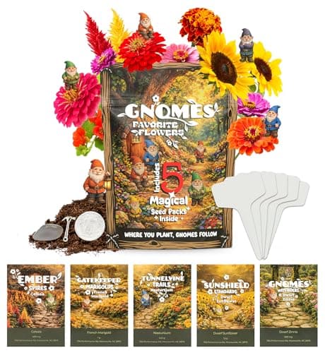 Gnome Garden Seed Kit | 5 Flower Varieties for Pollinators | Indoor,Outdoor