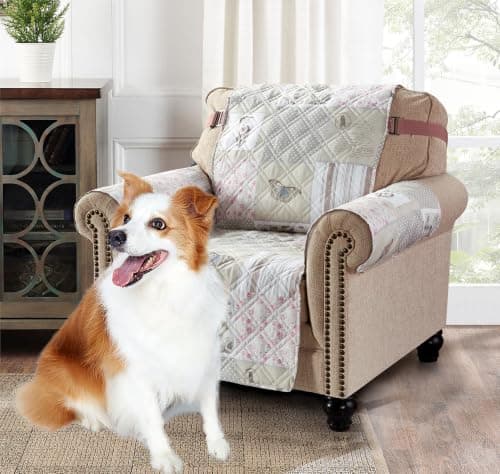 Brilliant Sunshine Grey Cupid & Pink Roses Couch Chair Slip Cover for Dogs