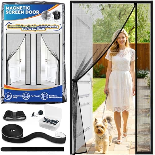 TasticTotes Magnetic Mesh Screen Door, Reversible Left & Right, 34 x 81 in