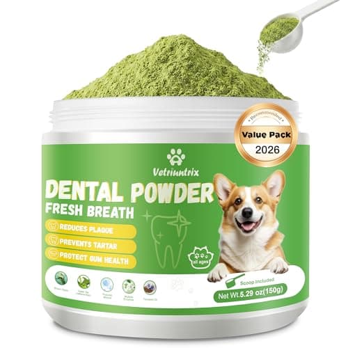 Vetriuntrix Dog Dental Powder, 150g Dental Powder for Dogs Teeth Cleaning and Breath Fresh, Dog Dental Care with Natural Enzymes, Probiotics, Tartar Remover and Plaque Off