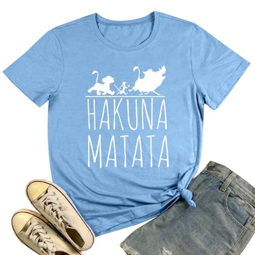SELECTEES Women Graphic Funny T Shirt Cute Tees Heather Sky Blue X-Large