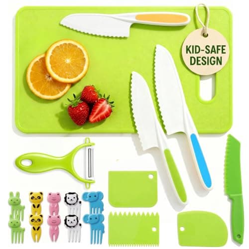 Kids Knife Set for Real Cooking -19Pc Montessori Kitchen Tools for Toddlers