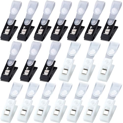 HINZIC 20pcs Plastic Garden Flag Clips Anti-Wind Flag Stoppers Small Flag Pole Holder for Outside Yard Accessories Valentines Wedding Decoration - Black, White
