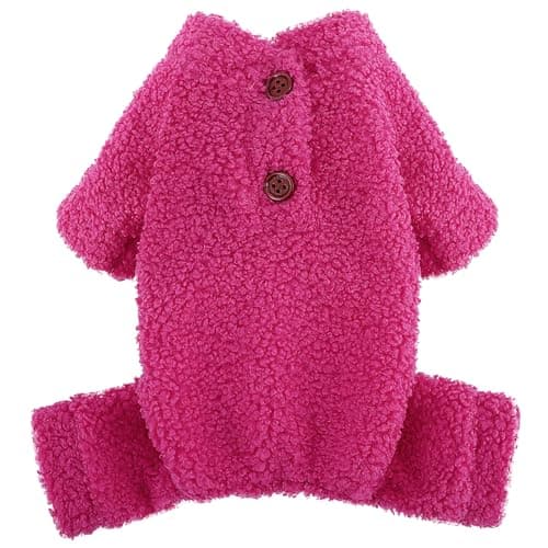 Dog Pajamas Small Sized Dogs Boy Girl Small Dog Sweater Fleece Puppy Clothes Jammies Doggie Pjs Chihuahua Fall Winter Warm Pet Onesies Jumpsuit Clothing Male Female, XS, Rose