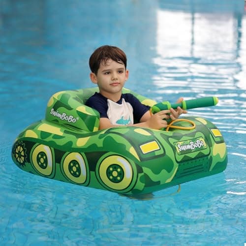 Swimbobo Pool Floats with Water Gun Kids Toddler Pool Floaties(Green Tank)