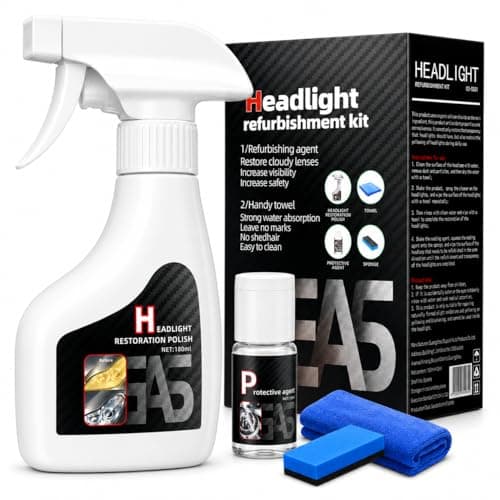 Car Headlight Restoration Kit – Headlight Cleaner & Restorer Kit with Restoration Spray, No Power Tools Required, Restores Yellowed & Oxidized Headlights to Like-New Clarity, For All Vehicle Types